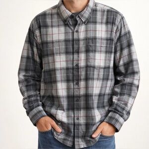 Mountain Ridge Explore Life Gray Plaid Flannel Button Up Shirt Size 3XLT NWT